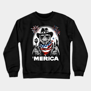 USA 'Merica Sasquatch Bigfoot 4th of July Fireworks Funny Patriotic Crewneck Sweatshirt